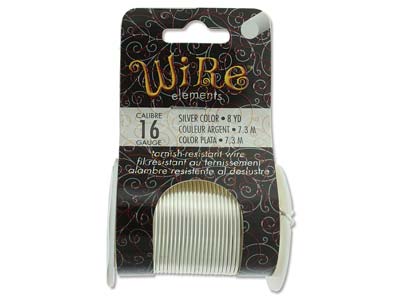 Wire Elements, 16 Gauge, Silver Colour, Tarnish Resistant, Medium Temper, 8yd/7.32m - Immagine Standard - 1