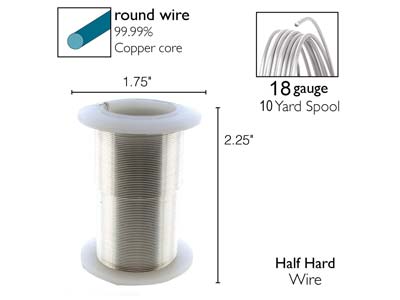 Wire Elements, 18 Gauge, Silver Colour, Tarnish Resistant, Medium Temper, 10yd/9.14m - Immagine Standard - 2