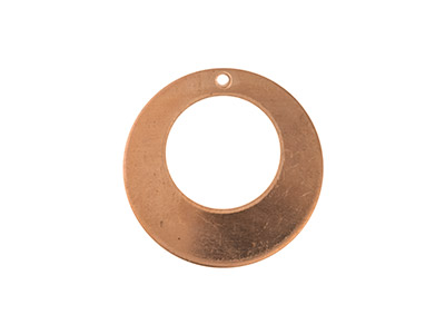 Confezione Da 6 Semilavorati A Forma Di Goccia Rotonda Con Buco, 25 X 1 mm, Rame - Immagine Standard - 2