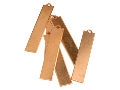 Ebauche In Rame, Pendente Identit Rettangolare 40 X 8 Mm, Confezione Da 6