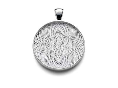 Montatura Per Pendente Rotondo Media, Placcata In Argento