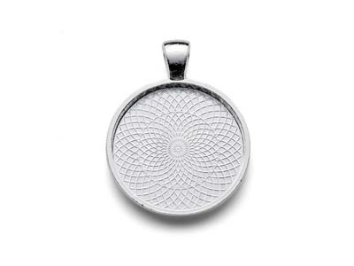 Montatura Piccola Per Pendente Rotondo, Placcata In Argento
