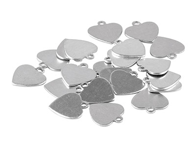 Semilavorati A Forma Di Mini Cuore Impressart Con Anellino Nella Parte Superiore, Confezione Da 20, 12,7 X 0,8 Mm, Alluminio - Immagine Standard - 2