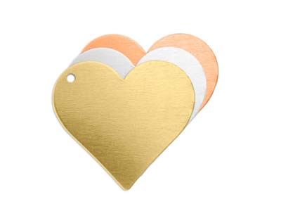 Semilavorati A Forma Di Cuore Con Foro Per Stampaggio Impressart, Confezione Da 5, 19 Mm, Ottone - Immagine Standard - 2