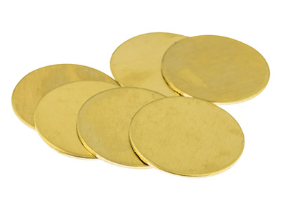 Ottone Grezzo, Flan Tondo 25 Mm, Confezione Da 6