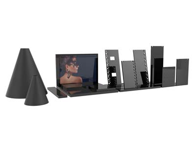 Espositore Per Gioielli Quadrato, Acrilico Nero Lucido - Immagine Standard - 3