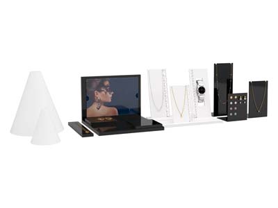 Espositore Per Gioielli Quadrato, Acrilico Nero Lucido - Immagine Standard - 5