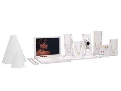 Espositore Per Gioielli Quadrato, Acrilico Bianco Lucido - Immagine Standard - 4