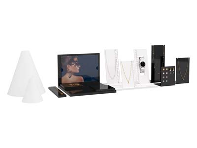 Espositore Per Gioielli Quadrato, Acrilico Bianco Lucido - Immagine Standard - 5
