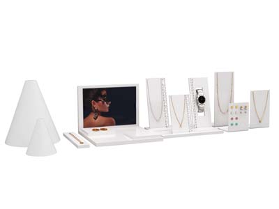 Piccolo Espositore Per Gioielli Quadrato, Acrilico Bianco Lucido - Immagine Standard - 4