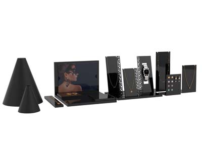 Base Per Espositore Di Collane, Modello Piccolo, Acrilico Nero Lucido - Immagine Standard - 6