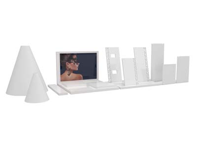 White Gloss Acrylic E/ring Display Stand - Immagine Standard - 3