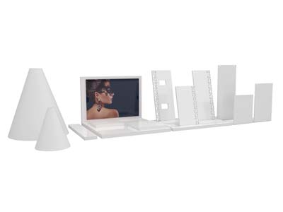 Espositore Per Collane, Forma Alta,modello Piccolo, Acrilico Bianco L Ucido - Immagine Standard - 3