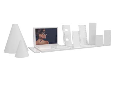 Espositore Per Collane, Forma Alta,modello Medio, Acrilico Bianco Luc Ido - Immagine Standard - 3