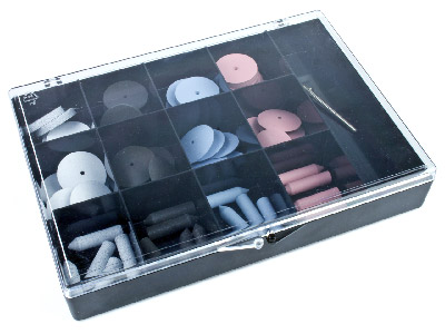 Set 60 Macine In Silicone Con Mandrini, Lente Tonda-guscio, Grana Extra Fine, Fine E Grossa - Immagine Standard - 1