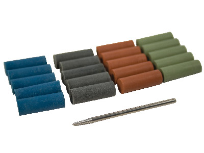 Set Di 20 Mole Cilindriche In Gomma, Grano Da Extra Fine A Grosso, 2,35 X 48 Mm, Con Mandrino, Eve - Immagine Standard - 1