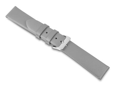 Cinturino Per Orologio, 18 Mm, Vera Pelle Di Vitello, Grigio - Immagine Standard - 2