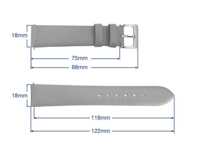 Cinturino Per Orologio, 18 Mm, Vera Pelle Di Vitello, Grigio - Immagine Standard - 3