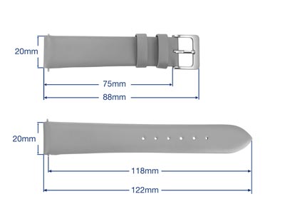 Cinturino Per Orologio, 20 Mm, Vera Pelle Di Vitello, Grigio - Immagine Standard - 3