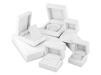 White Wooden Stud Earring Box - Immagine Standard - 5