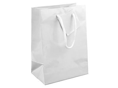 Piccola Borsa Regalo Bianca Lucida,confezione Da 5