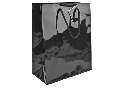 Sacchetto Regalo Piccolo Modello Nero Lucido, Confezione Da 5