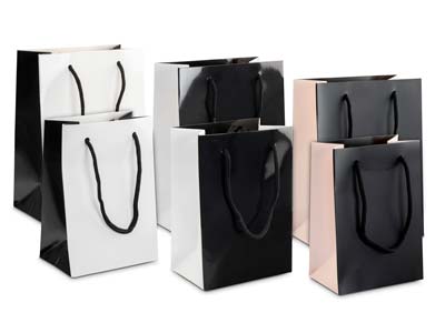 Piccola Borsa Regalo, Monocromaticanera, Confezione Da 10 - Immagine Standard - 4