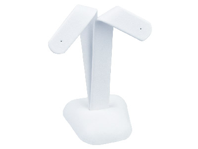 Espositore Per Orecchini A Perno/a Goccia Decorato, Similpelle, Bianco - Immagine Standard - 1