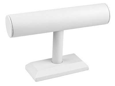 Espositore Per Braccialetti, Forma A T, Similpelle Bianca