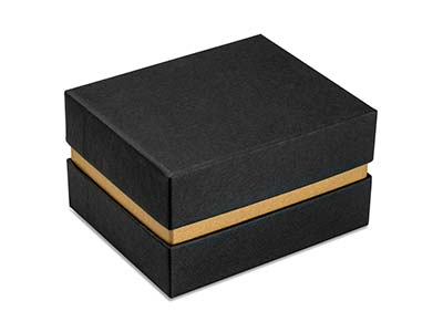 Astuccio Per Bracciale, Cartone Nero Con Fascia In Metallo Dorato - Immagine Standard - 2