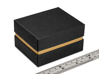Astuccio Per Bracciale, Cartone Nero Con Fascia In Metallo Dorato - Immagine Standard - 4