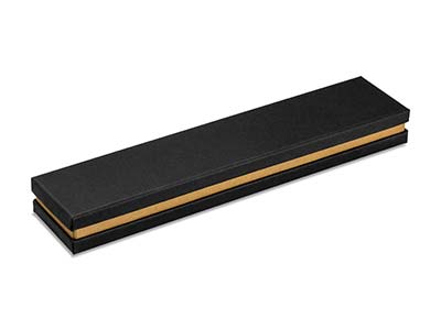 Scatola Per Bracciale, Cartone Nerocon Fascia Metallica Oro - Immagine Standard - 2