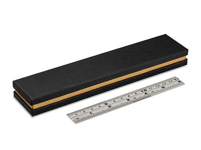 Scatola Per Bracciale, Cartone Nerocon Fascia Metallica Oro - Immagine Standard - 4