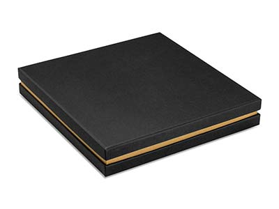 Scatola Per Collana, Cartone Nero Con Fascia Metallica Oro - Immagine Standard - 2