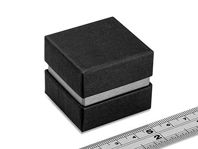 Scatola Per Anello, Cartone Nero Con Fascia In Metallo Argentato - Immagine Standard - 4