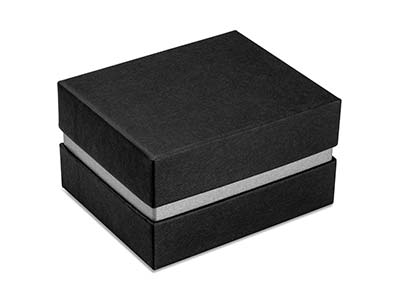 Astuccio Per Bracciale, Cartone Nero Con Fascia In Metallo Argentato - Immagine Standard - 2