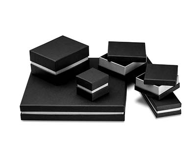 Astuccio Per Bracciale, Cartone Nero Con Fascia In Metallo Argentato - Immagine Standard - 3