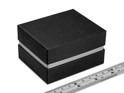 Astuccio Per Bracciale, Cartone Nero Con Fascia In Metallo Argentato - Immagine Standard - 4