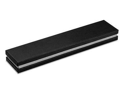 Scatola Per Bracciale, Cartone Nerocon Fascia In Metallo Argentato - Immagine Standard - 2