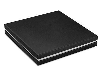 Scatola Per Collana, Cartone Nero Con Fascia In Metallo Argentato - Immagine Standard - 2