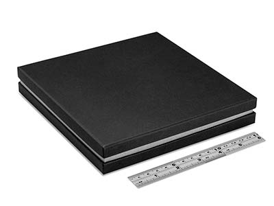 Scatola Per Collana, Cartone Nero Con Fascia In Metallo Argentato - Immagine Standard - 4