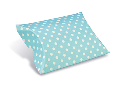 Confezione Da 10 Scatole A Cuscino Piatte, A Pois, Celeste - Immagine Standard - 1