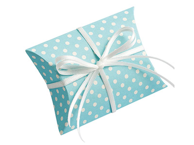 Confezione Da 10 Scatole A Cuscino Piatte, A Pois, Celeste - Immagine Standard - 3