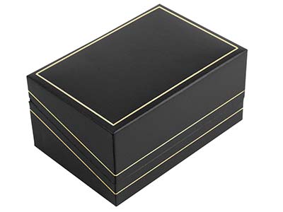 Scatola Per Gemelli, Similpelle Nera Con Finiture Dorate - Immagine Standard - 2