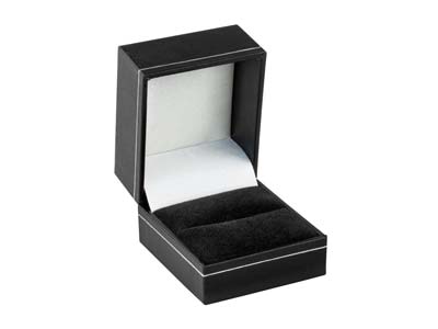 Scatola Porta-anello, Similpelle Nera Con Profilo In Argento - Immagine Standard - 1