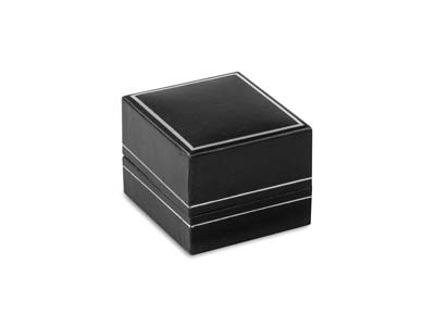 Scatola Porta-anello, Similpelle Nera Con Profilo In Argento - Immagine Standard - 2