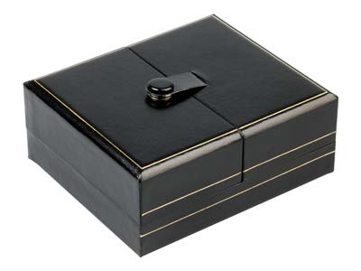 Scatola Per Pendente Con Doppia Apertura, Similpelle Nera - Immagine Standard - 2