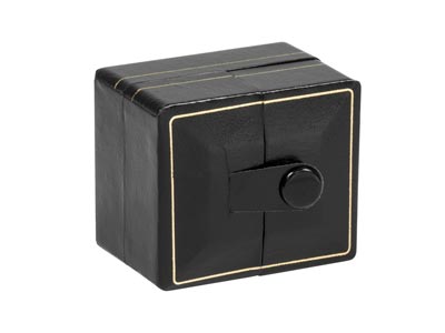 Scatola Porta Anelli In Similpelle Nera Con Doppia Apertura - Immagine Standard - 2