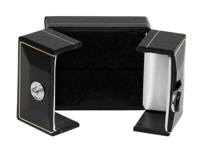 Scatola Porta Anelli In Similpelle Nera Con Doppia Apertura - Immagine Standard - 4