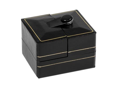 Scatola Porta Anelli In Similpelle Nera Con Doppia Apertura - Immagine Standard - 5